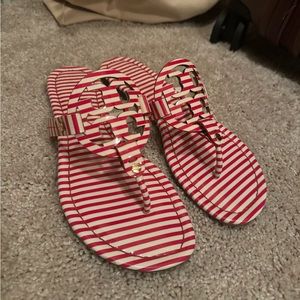 Tory Burch Miller Sandals in Red/White Stripe